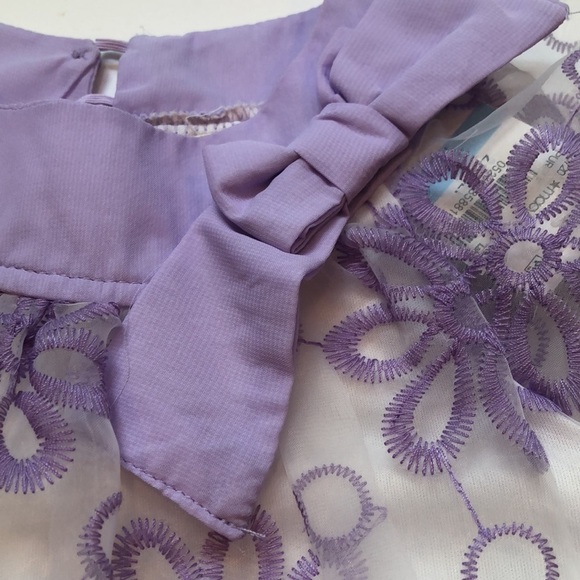 NWT SELF ESTEEM Sheer Layered Top Embroidered Purple Floral Puff Sleeve Girls 5 - Picture 9 of 15